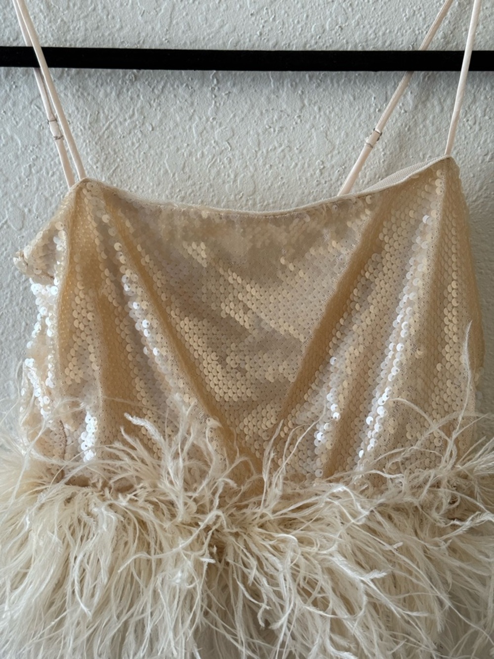 L'Academie Champagne Sequin Feather Cami - Picture 4 of 6